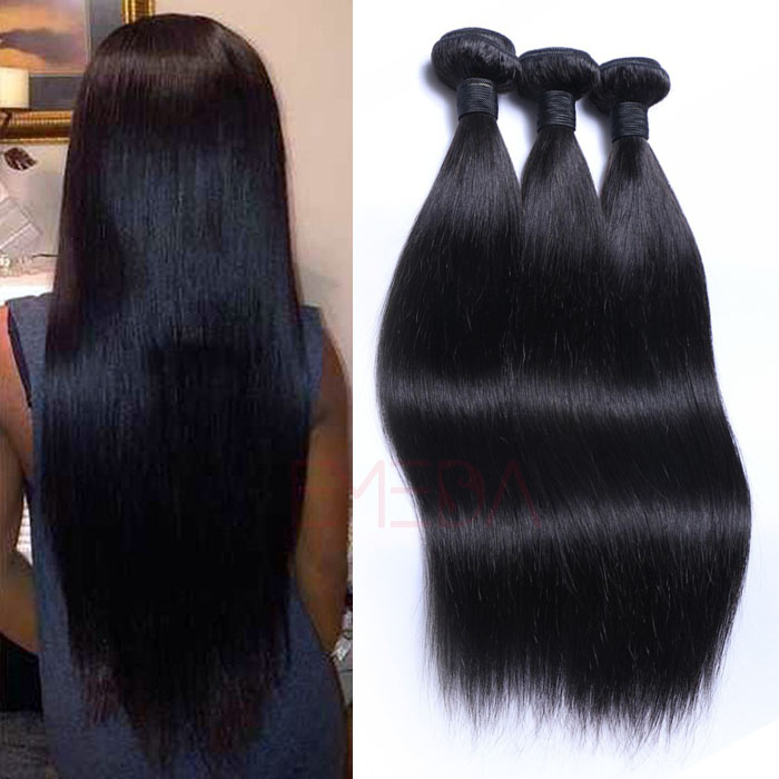EMEDA Indian Hair Pieces Silk Straight Human Natural Hair Extentions HW014